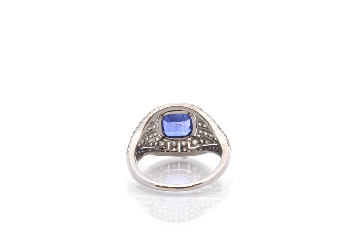 Bague 54 Bague Art déco en platine avec saphir de Ceylan et diamants 58 Facettes 27001