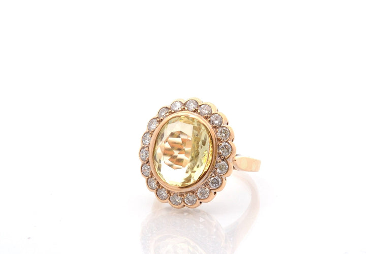 Bague 53 Bague en or jaune 18k avec orthose et diamants 58 Facettes 27033