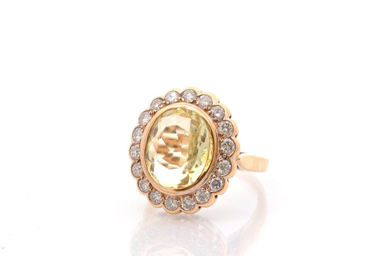 Bague 53 Bague en or jaune 18k avec orthose et diamants 58 Facettes 27033