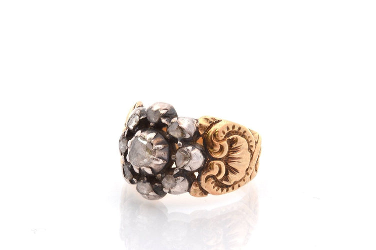 Bague 54 Bague ancienne en or 18k et argent sertie de diamants 58 Facettes 27061