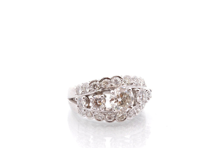 Bague 53 Bague vintage en or blanc 18k et diamants 58 Facettes 27236-27101