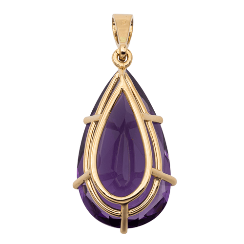 Pendentif Pendentif poire en or jaune 18 carats avec améthyste et diamants 58 Facettes 2711913CN