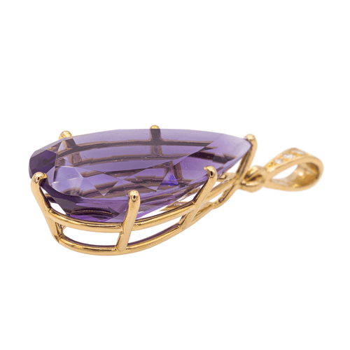 Pendentif Pendentif poire en or jaune 18 carats avec améthyste et diamants 58 Facettes 2711913CN