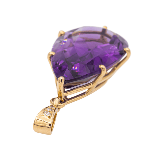 Pendentif Pendentif poire en or jaune 18 carats avec améthyste et diamants 58 Facettes 2711913CN