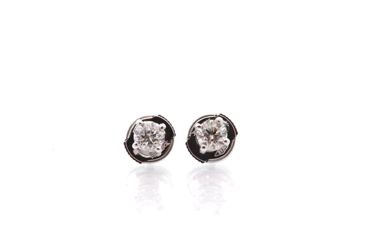 Boucles d'oreilles Puces d’oreilles en or blanc 18k et diamants 58 Facettes 27134-27135