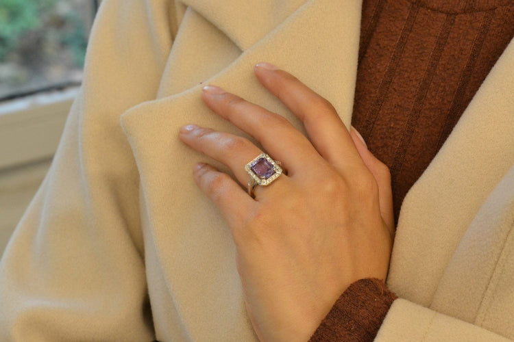 Bague 53 Bague Art déco en platine au saphir violet et diamants 58 Facettes 27137-27182