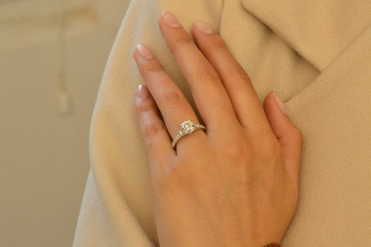 Bague 52 Bague en platine avec diamant 1,26 ct G SI2 58 Facettes 27142-27073