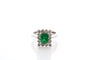 Bague 55 Bague vintage en platine avec émeraude et diamants 58 Facettes 27162