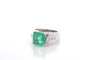Bague 55 Bague vintage en platine avec émeraude 4,39 ct et diamants 58 Facettes 25822A - 27164