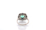 Bague 55 Bague Art déco en platine émeraude, diamants et saphirs 58 Facettes 27176