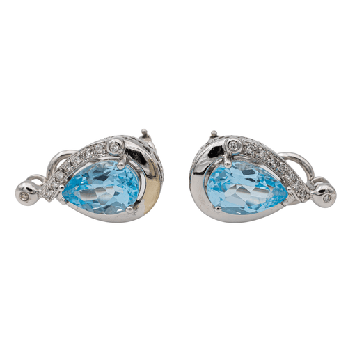 Boucles d'oreilles Boucles d'oreilles Clips Or blanc Topaze, Diamant 58 Facettes 2718242CN