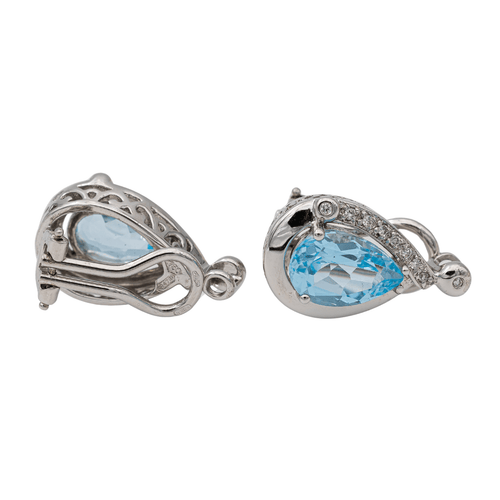 Boucles d'oreilles Boucles d'oreilles Clips Or blanc Topaze, Diamant 58 Facettes 2718242CN