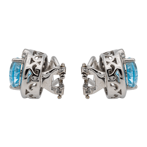 Boucles d'oreilles Boucles d’oreilles clips en or blanc 18 carats topazes et diamants 58 Facettes 2718242CN