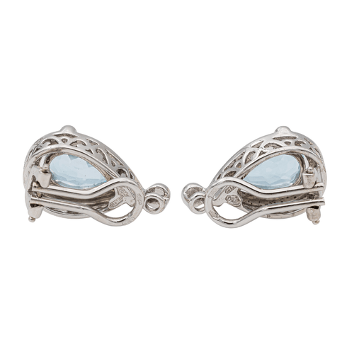 Boucles d'oreilles Boucles d'oreilles Clips Or blanc Topaze, Diamant 58 Facettes 2718242CN