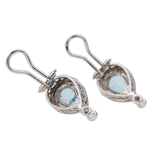 Boucles d'oreilles Boucles d'oreilles Clips Or blanc Topaze, Diamant 58 Facettes 2718242CN