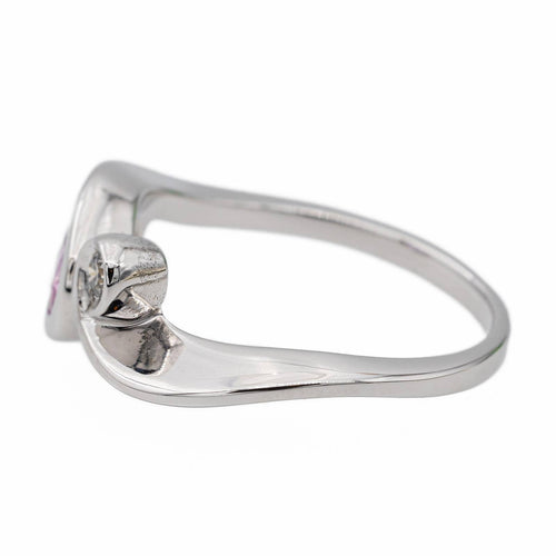 Bague 54 Bague Toi & Moi en or blanc 18 carats avec saphir rose et diamant 58 Facettes 2718334CN