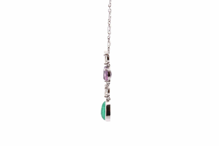Collier Collier - Pendentif en or 18k avec émeraude, saphir rose et diamants 58 Facettes 27192-27650-27565dv