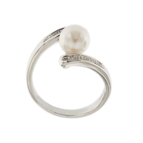 Bague 55 Nimei - Bague en or jaune 18 ct avec perle et diamants 58 Facettes 27203