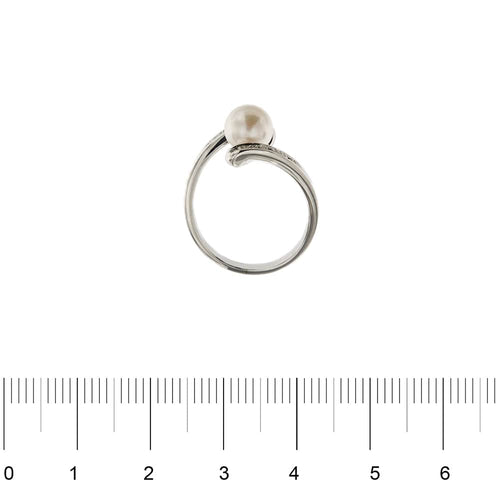 Bague 55 Nimei - Bague en or jaune 18 ct avec perle et diamants 58 Facettes 27203
