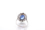 Bague 56 Bague vintage saphir de Ceylan 4,09 ct et diamants en platine 58 Facettes 25641-27222