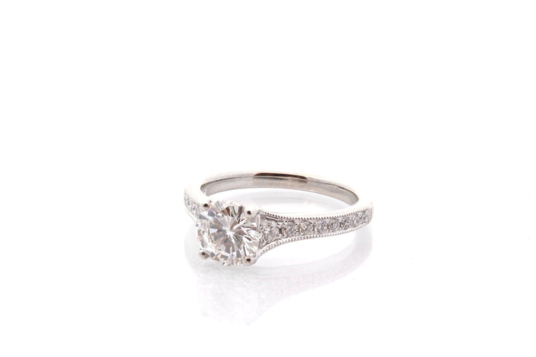 Bague 53 Bague en platine avec diamant 1,23 ct et diamants 58 Facettes 27268-27373
