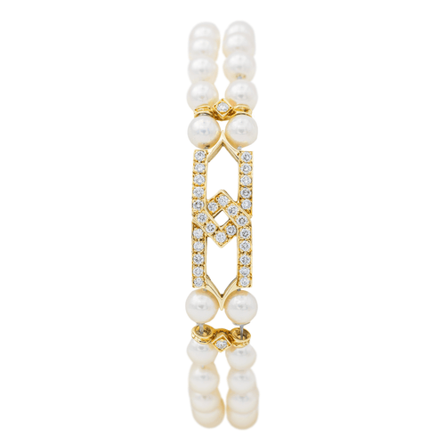 Bracelet Bracelet en or jaune 18 carats avec diamants et perles de culture 58 Facettes 2728212CN