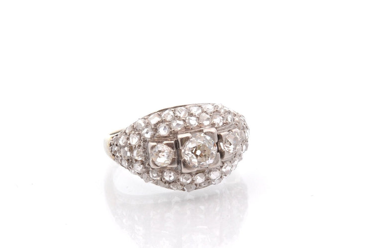 Bague 52.5 Bague ancienne en platine aux diamants taille ancienne 58 Facettes 27285