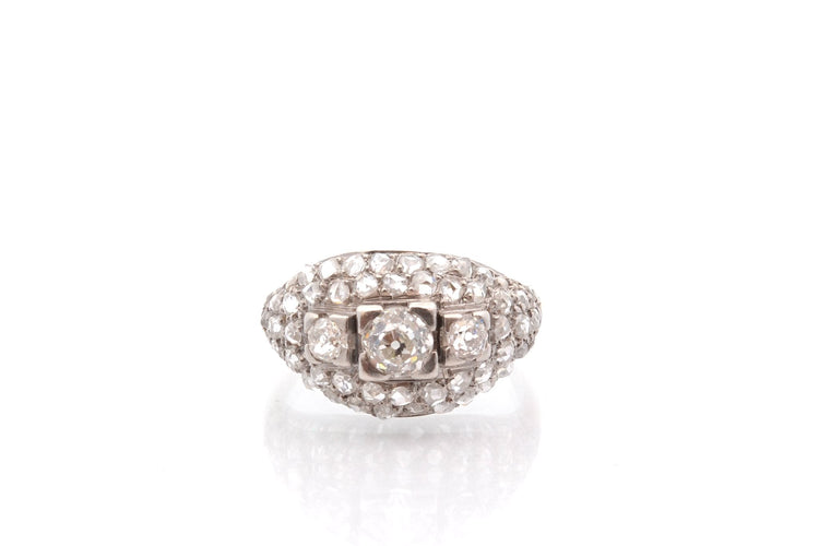 Bague 52.5 Bague ancienne en platine aux diamants taille ancienne 58 Facettes 27285