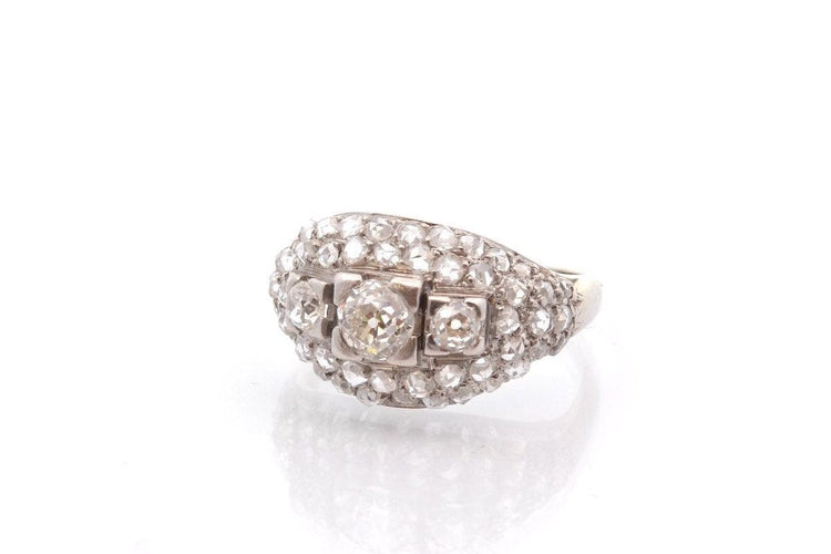 Bague 52.5 Bague ancienne en platine aux diamants taille ancienne 58 Facettes 27285