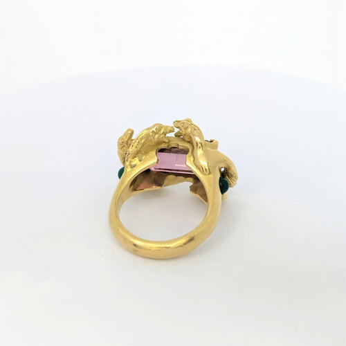 Bague 48 Bague motif animalier en or jaune 18 carats et tourmaline 58 Facettes 27300
