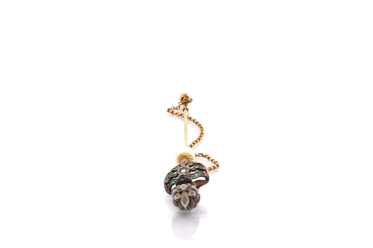 Broche Épingle à chapeau ancienne en or 18k, argent et pierres 58 Facettes 27303