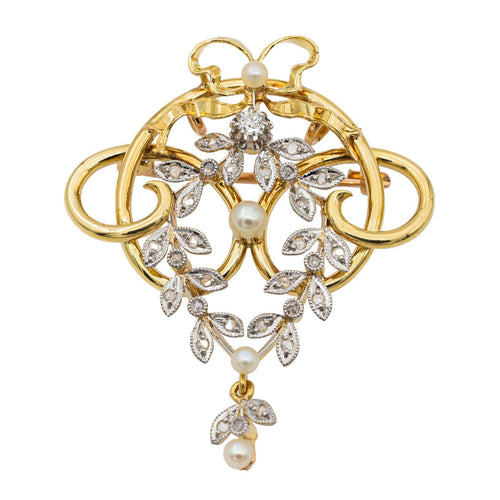 Broche Broche Or jaune, Or blanc, Or rose Perle, Diamant 58 Facettes 2734285CN