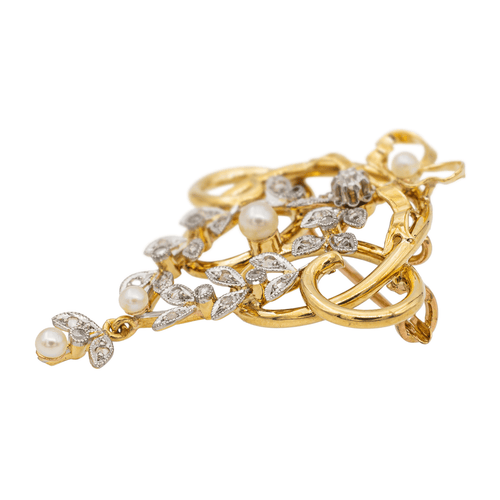 Broche Broche Or jaune, Or blanc, Or rose Perle, Diamant 58 Facettes 2734285CN