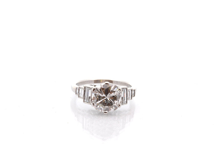 Bague 53 Bague en platine avec diamant 2,55 ct et diamants baguette 58 Facettes 27343B-27440