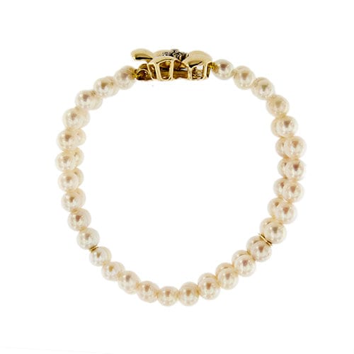 Bracelet Bracelet double rang de perles et diamants en or jaune 18 carats 58 Facettes 27351