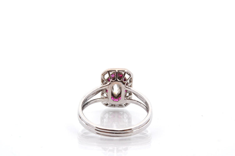 Bague 56 Bague Art déco en or 18k et platine avec diamants et rubis 58 Facettes 27355