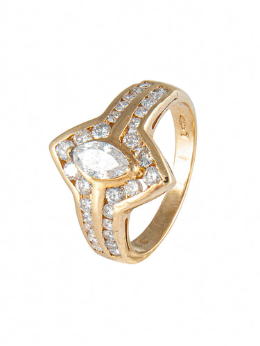 Bague 54 Bague Navette en Diamants, Or Jaune 58 Facettes DV0032-15