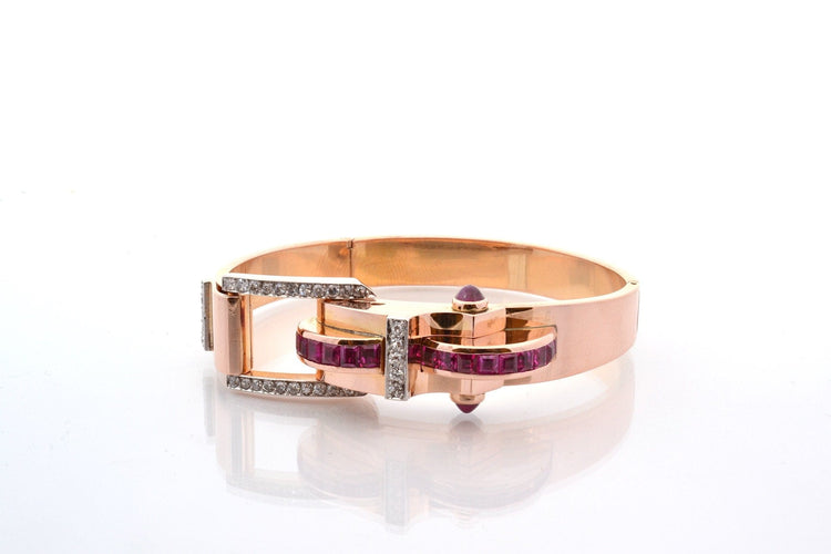 Bracelet Bracelet tank rubis et diamants en or jaune 18k 58 Facettes 27365