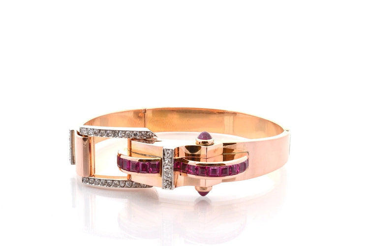 Bracelet Bracelet tank rubis et diamants en or jaune 18k 58 Facettes 27365