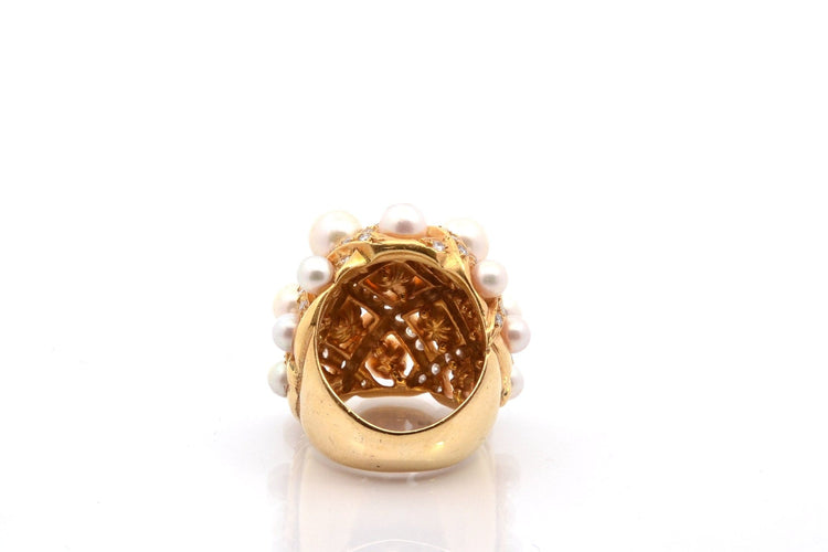 Bague 49 Bague en or 18k avec perles de culture et diamants 58 Facettes 27398