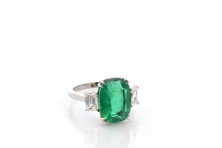 Bague 53.5 Bague en platine avec émeraude 5,44 ct et diamants 58 Facettes 27246-27247-27408-27218