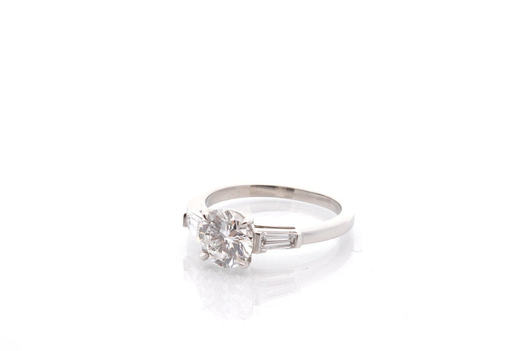 Bague 53 Bague en platine avec diamant 1,36 ct D/VS2 58 Facettes 27414-27617