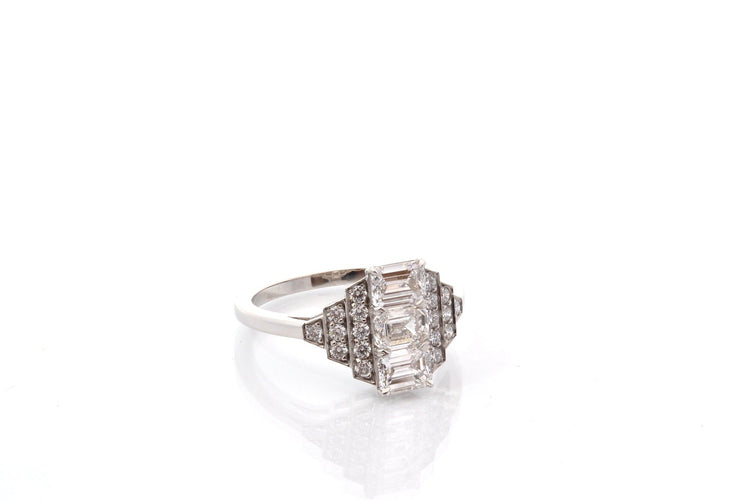 Bague 53 Bague en platine aux diamants taille émeraude 58 Facettes 27425-27427-27428-27763