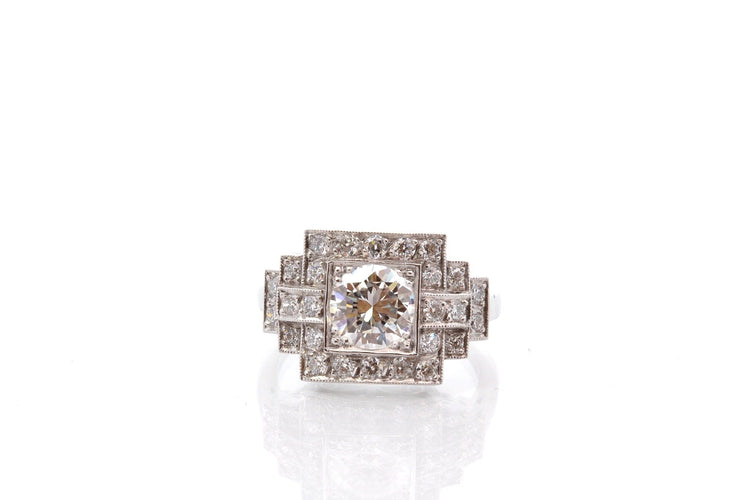 Bague 53 Bague Art déco en platine avec diamants 1,12 ct 58 Facettes 27447-27232