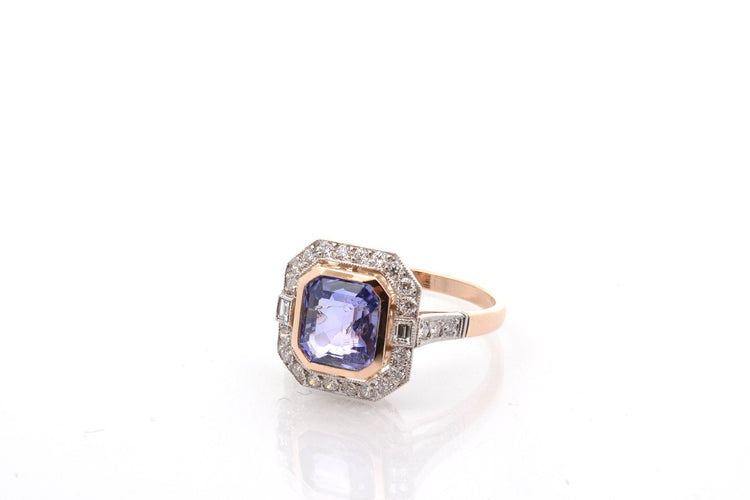 Bague 53 Bague saphir violet 2,36 ct et diamants en platine et or 18k 58 Facettes 27454-27186