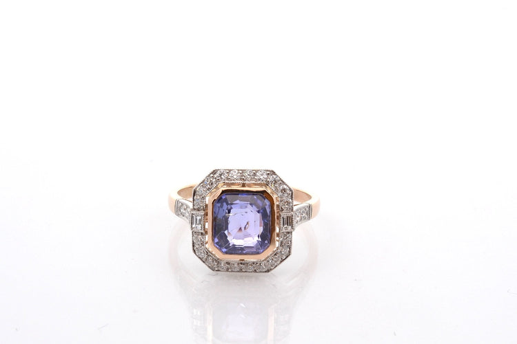 Bague 53 Bague saphir violet 2,36 ct et diamants en platine et or 18k 58 Facettes 27454-27186
