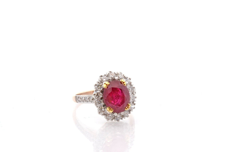 Bague 53 Bague vintage en or 18k et platine, rubis et diamants 58 Facettes 27456-27358