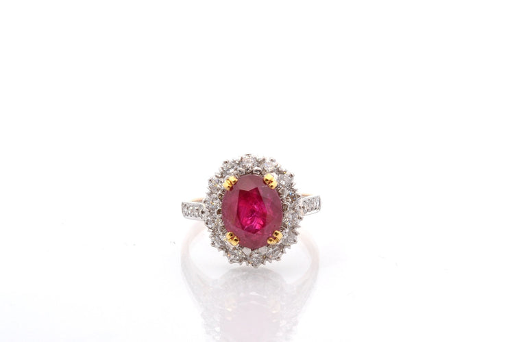 Bague 53 Bague vintage en or 18k et platine, rubis et diamants 58 Facettes 27456-27358