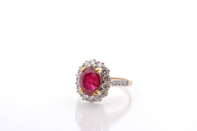Bague 53 Bague vintage en or 18k et platine, rubis et diamants 58 Facettes 27456-27358