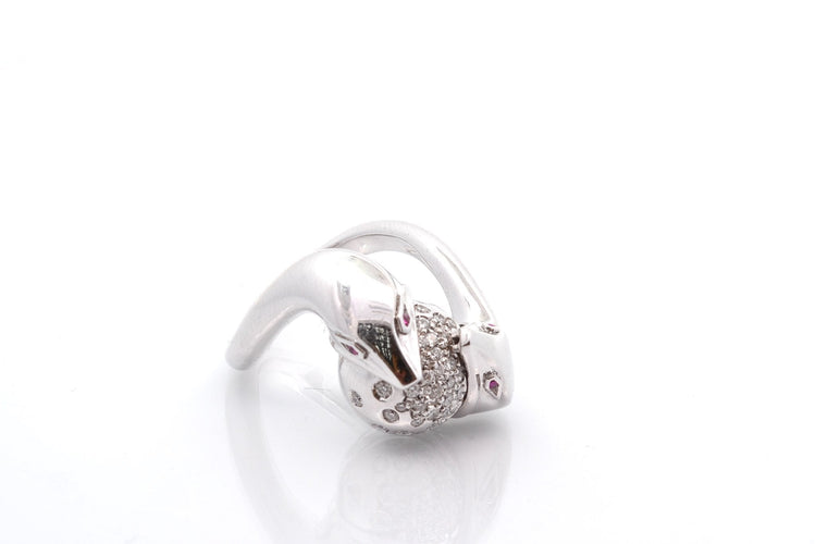 Bague 54 Boucheron - Bague en or 18k avec diamants et rubis 58 Facettes 27533